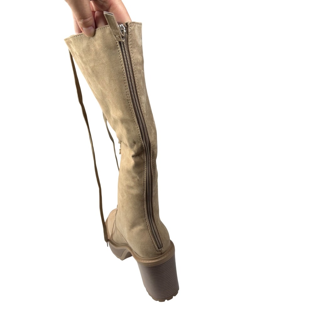 Kitt Heeled Boots Portabella Faux Suede Lace Up Back Zip Platform Combat 9 - Picture 6 of 7
